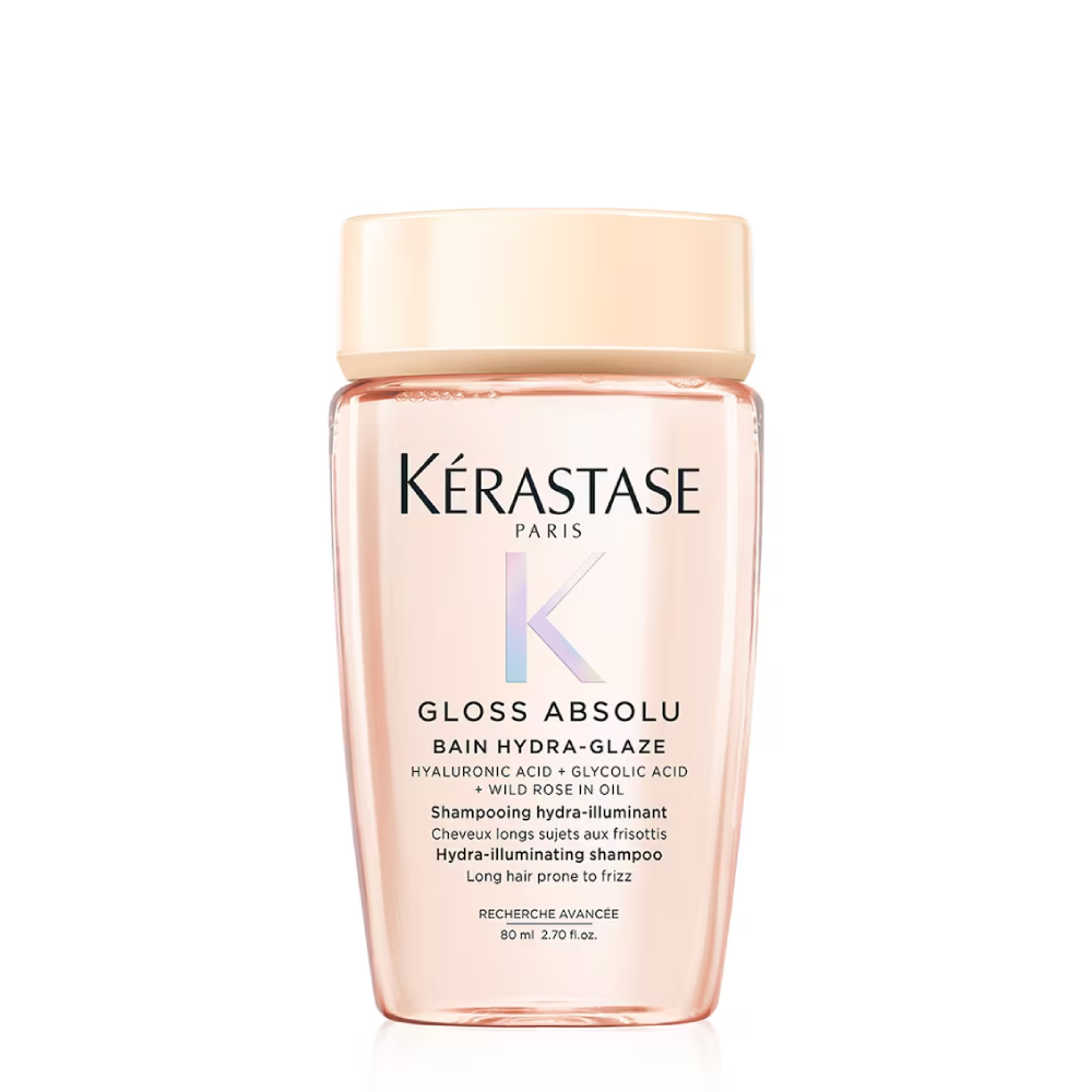 Kerastase Gloss Absolu Hydra-Illuminating Shampoo 80ml ,Kerastase Gloss Absolu Hydra-Illuminating Shampoo , Kérastase Gloss Absolu Shampoo for All Hair Types with Glycolic Acid, Hyaluronic Acid & Wild Rose